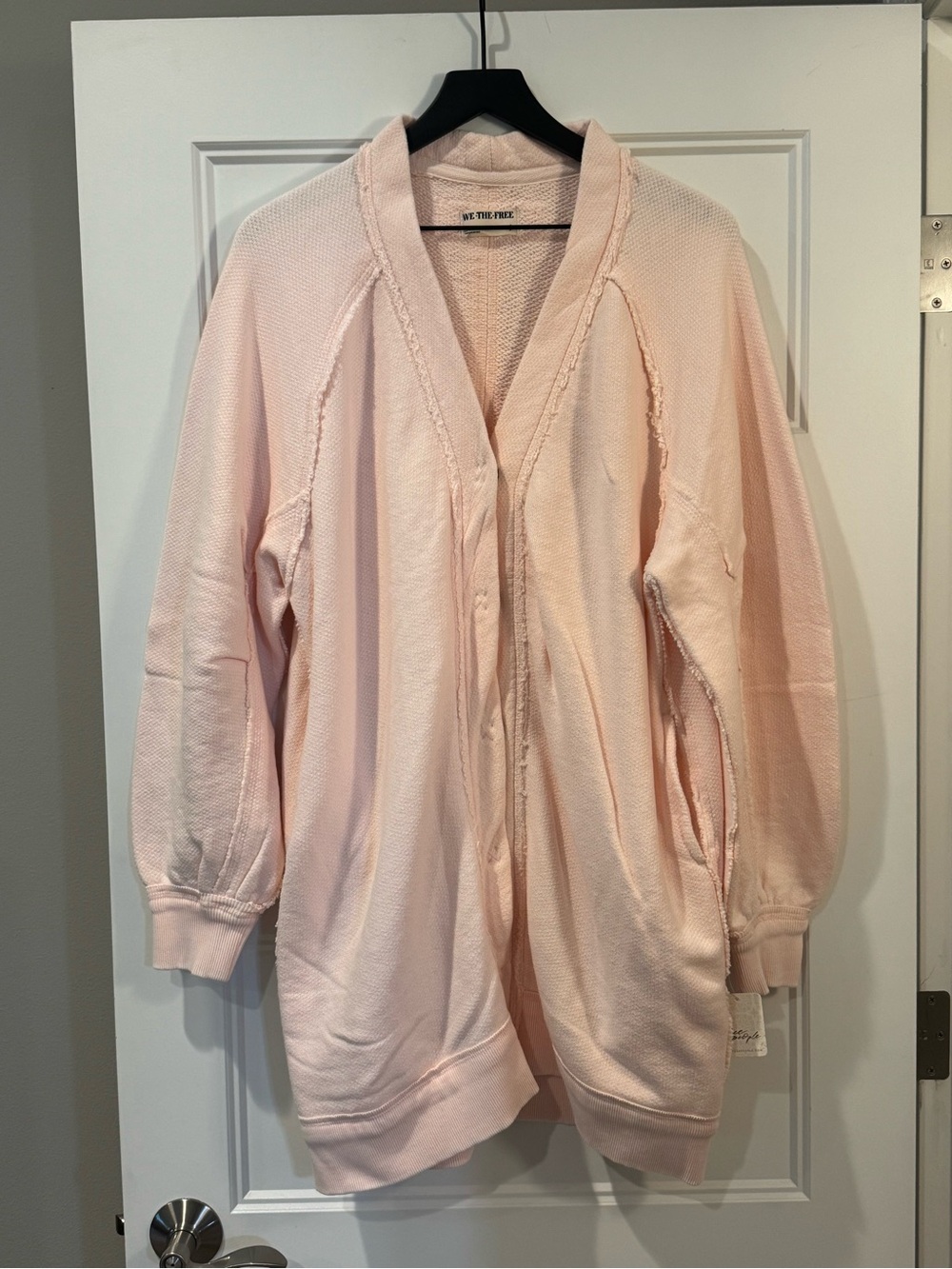 Free People Pastel Pink Open-Front Knit Cardigan